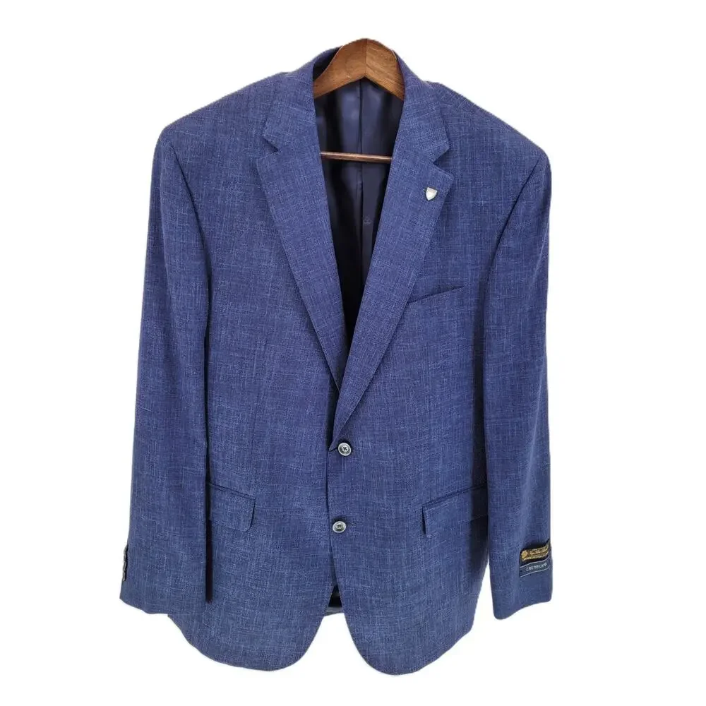 Daniel CREMIEUX Wool Silk Blend Blue Classic Sport Coat Jacket Blazer 48L NWT